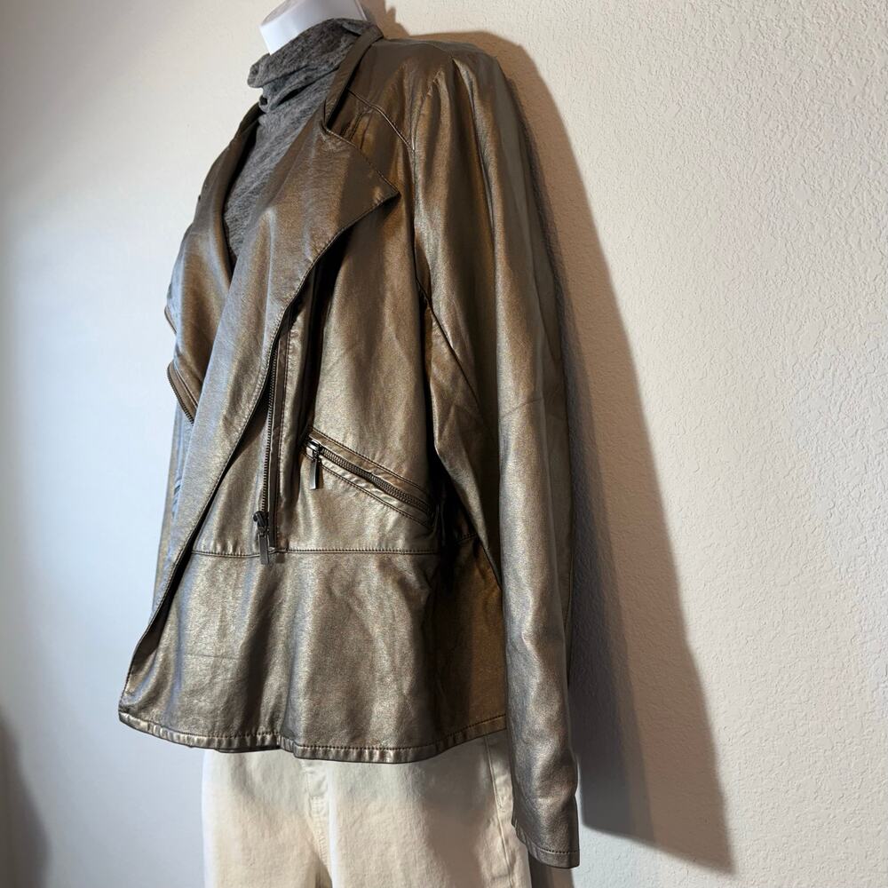 GOOD Lane Bryant Metallic Vegan Lesther Moto Jacket Women’s size 18/20 - Picture 3 of 8
